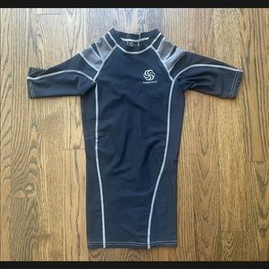 Intelliskin Posture Control Compression Shirt Mens Small Black Gray Crew Neck